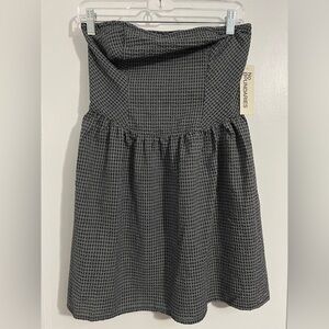 No Boundaries Black & White Strapless Houndstooth Mini Dress